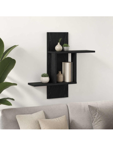 Scaffale da parete Rovere Nero 59 x 17 x 63 cm