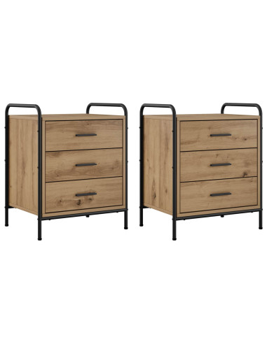 Armadio da Notte 2 pz Rovere Artigianale 48 x 36,5 x 60 cm