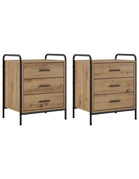 Armadio da Notte 2 pz Rovere Artigianale 48 x 36,5 x 60 cm