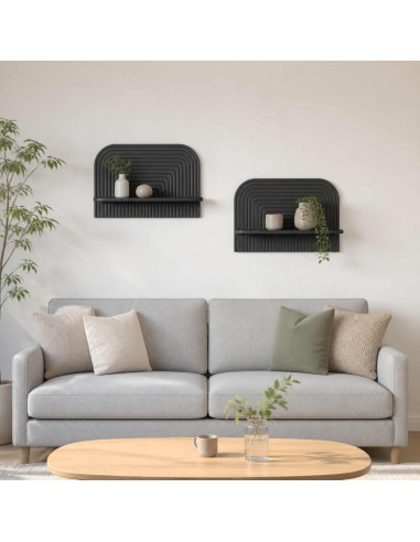 Scaffale da parete 2 pz Nero 60 x 13.5 x 37.5 cm