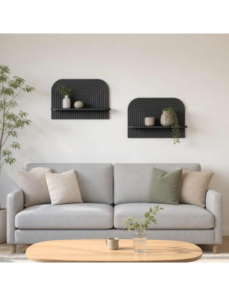 Scaffale da parete 2 pz Nero 60 x 13.5 x 37.5 cm