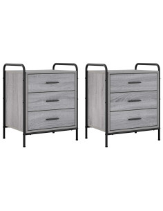 Armadio da Notte 2 pz Sonoma grigio 48 x 36,5 x 60 cm 2