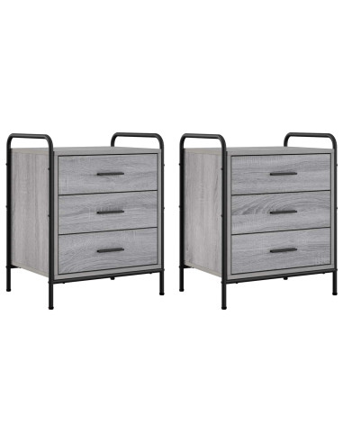 Armadio da Notte 2 pz Sonoma grigio 48 x 36,5 x 60 cm