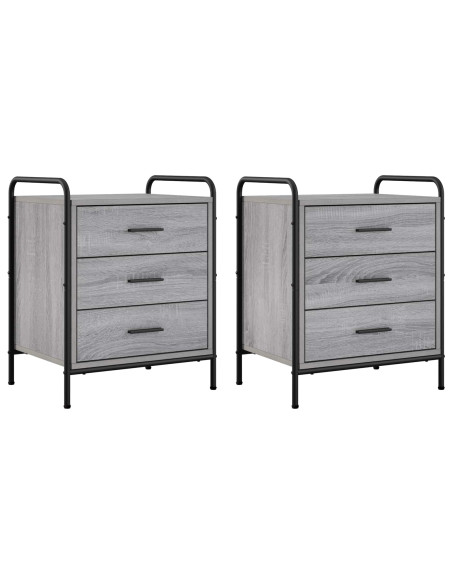 Armadio da Notte 2 pz Sonoma grigio 48 x 36,5 x 60 cm