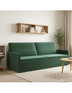 Divano a 3 posti Verde Scuro 220 x 81 x 82 cm Velluto (V)