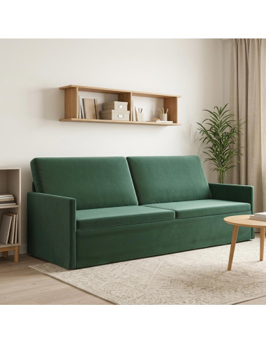 Divano a 3 posti Verde Scuro 220 x 81 x 82 cm Velluto (V)