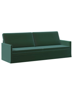 Divano a 3 posti Verde Scuro 220 x 81 x 82 cm Velluto (V) 2