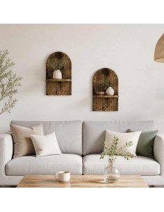 Scaffale da parete 2 pz Rovere Fumo 23 x 13.5 x 37.5 cm