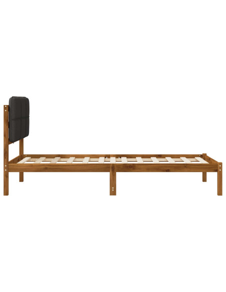 Letto con Testiera Rivestita Naturale e Grigio Scuro