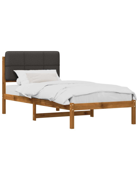 Letto con Testiera Rivestita Naturale e Grigio Scuro