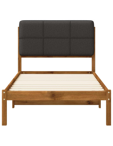 Letto con Testiera Rivestita Naturale e Grigio Scuro