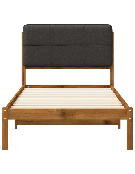 Letto con Testiera Rivestita Naturale e Grigio Scuro