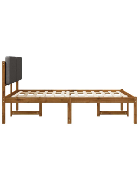 Letto con Testiera Rivestita Naturale e Grigio Scuro