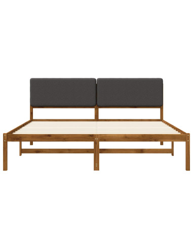 Letto con Testiera Rivestita Naturale e Grigio Scuro