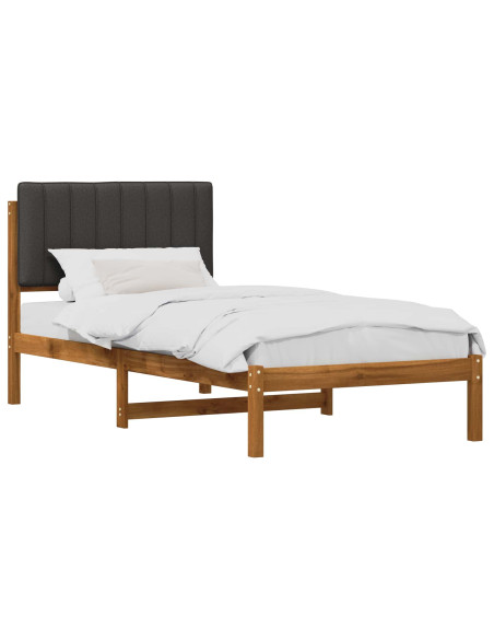 Letto con Testiera Rivestita Naturale e Grigio Scuro
