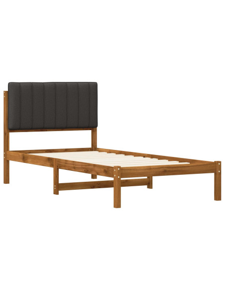 Letto con Testiera Rivestita Naturale e Grigio Scuro