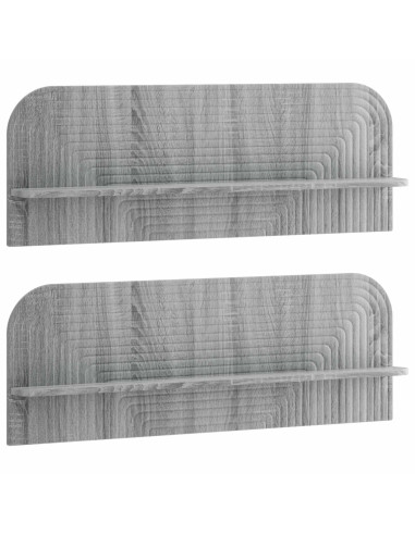 Scaffale da parete 2 pz Sonoma grigio 102 x 13,5 x 37,5 cm