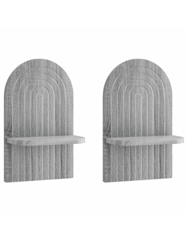 Scaffale da parete 2 pz Sonoma grigio 23 x 13,5 x 37,5 cm