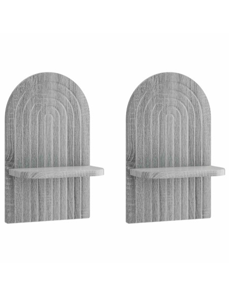 Scaffale da parete 2 pz Sonoma grigio 23 x 13,5 x 37,5 cm