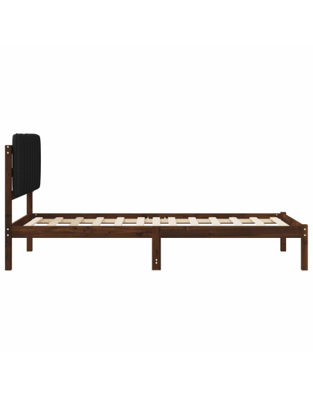 Letto con Testiera Rivestita Marrone scuro e Nero 75 x 190 cm