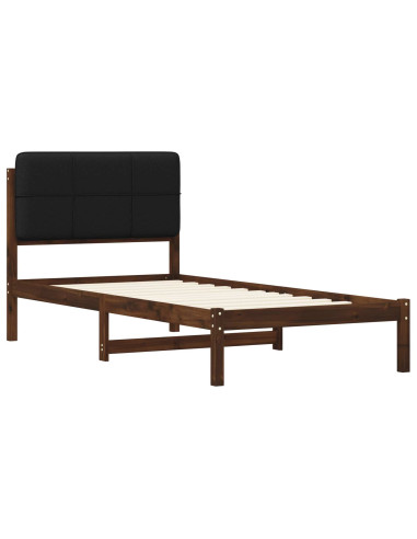 Letto con Testiera Rivestita Marrone scuro e Nero 80 x 200 cm