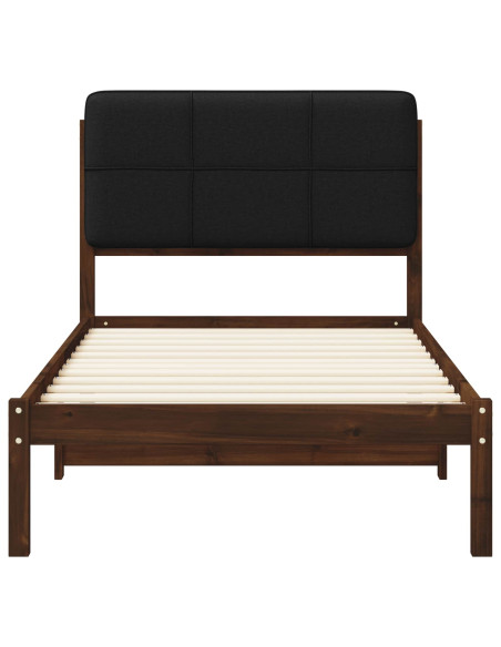 Letto con Testiera Rivestita Marrone scuro e Nero 80 x 200 cm