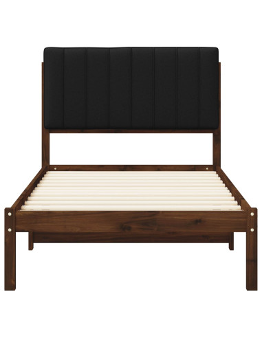 Letto con Testiera Rivestita Marrone scuro e Nero 80 x 200 cm