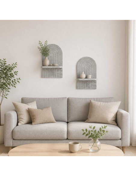 Scaffale da parete 2 pz Grigio Cemento 23 x 13,5 x 37,5 cm