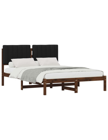 Letto con Testiera Rivestita Marrone scuro e Nero 120 x 200 cm