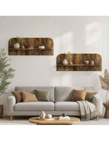 Scaffale da parete 2 pz Rovere Fumo 102 x 13,5 x 37,5 cm