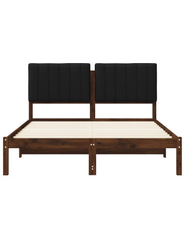 Letto con Testiera Rivestita Marrone scuro e Nero 140 x 200 cm