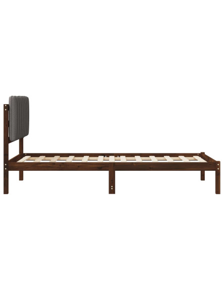 Letto con Testiera Rivestita Marrone scuro e grigio chiaro