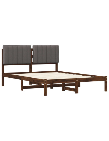 Letto con Testiera Rivestita Marrone scuro e grigio chiaro