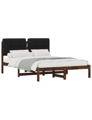Letto con Testiera Rivestita Marrone scuro e Nero 120 x 190 cm