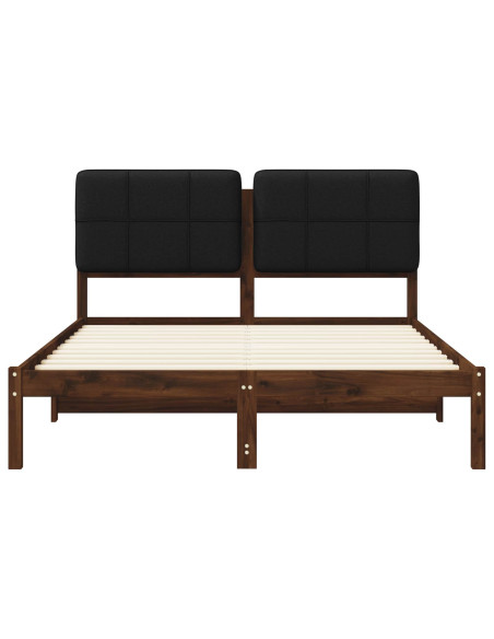Letto con Testiera Rivestita Marrone scuro e Nero 120 x 190 cm