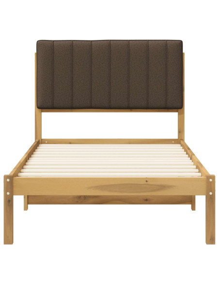 Letto con Testiera Rivestita Bianco lavato e taupe 80 x 200 cm