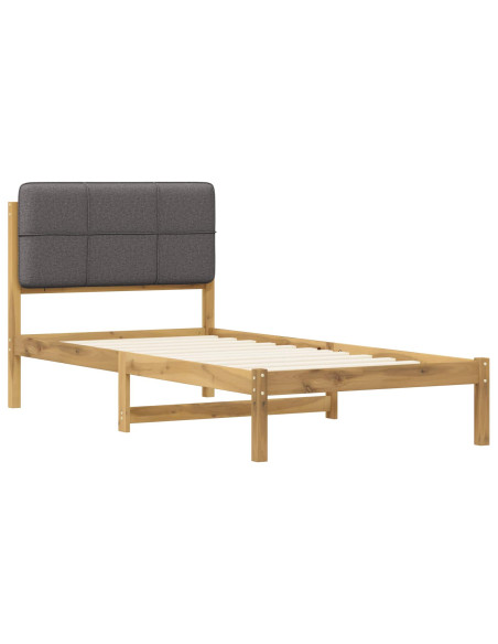 Letto con Testiera Rivestita Bianco lavato e grigio chiaro