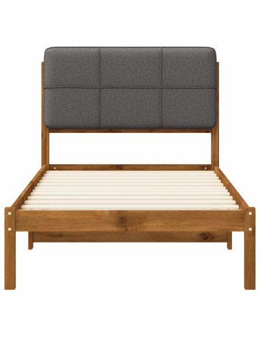 Letto con Testiera Rivestita Naturale e Grigio Chiaro