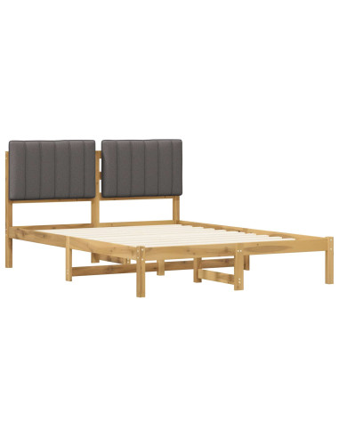 Letto con Testiera Rivestita Bianco lavato e grigio chiaro