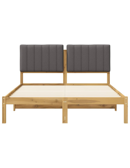 Letto con Testiera Rivestita Bianco lavato e grigio chiaro