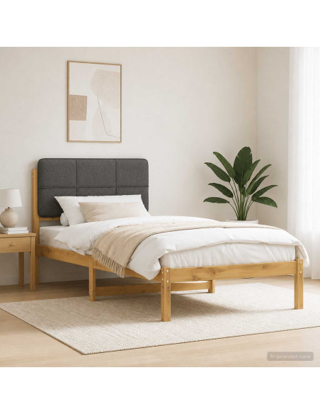 Letto con Testiera Rivestita Bianco lavato e grigio chiaro