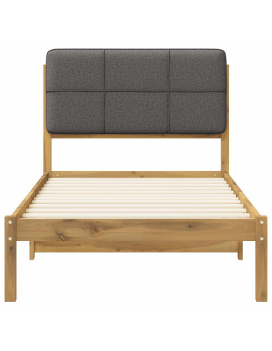 Letto con Testiera Rivestita Bianco lavato e grigio chiaro
