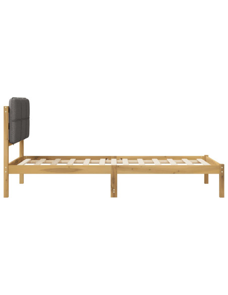 Letto con Testiera Rivestita Bianco lavato e grigio chiaro