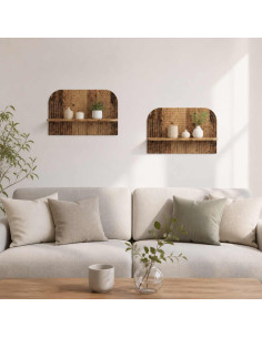 Scaffale da parete 2 pz Legno antico 60 x 13,5 x 37,5 cm