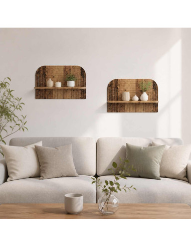 Scaffale da parete 2 pz Legno antico 60 x 13,5 x 37,5 cm