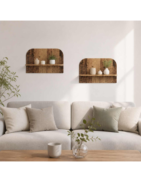 Scaffale da parete 2 pz Legno antico 60 x 13,5 x 37,5 cm