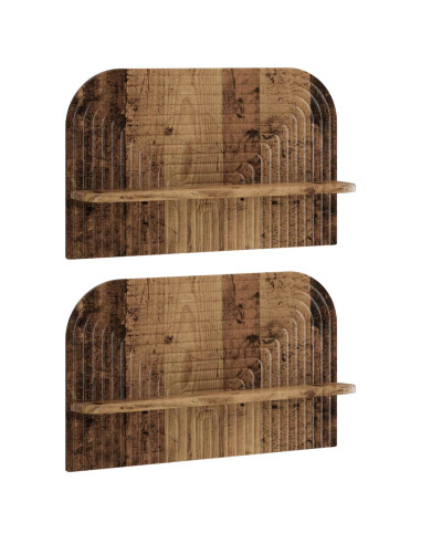 Scaffale da parete 2 pz Legno antico 60 x 13,5 x 37,5 cm