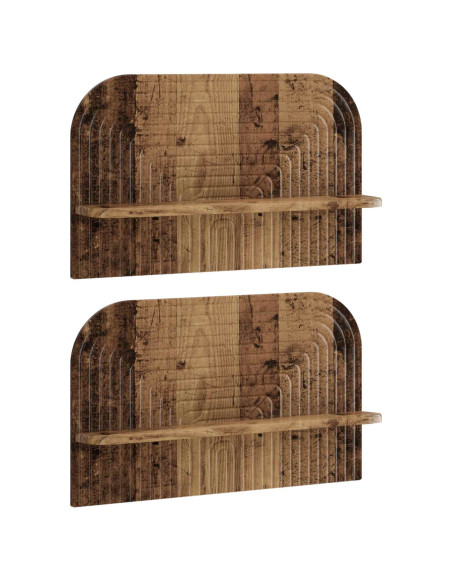 Scaffale da parete 2 pz Legno antico 60 x 13,5 x 37,5 cm