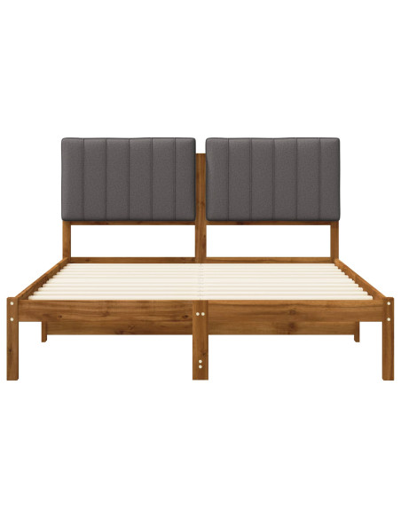 Letto con Testiera Rivestita Naturale e Grigio Chiaro