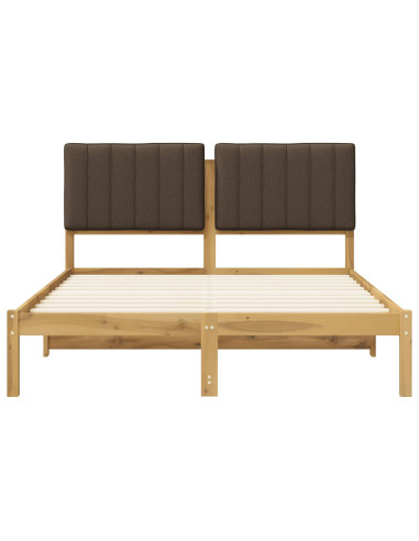 Letto con Testiera Rivestita Bianco lavato e taupe 140 x 200 cm